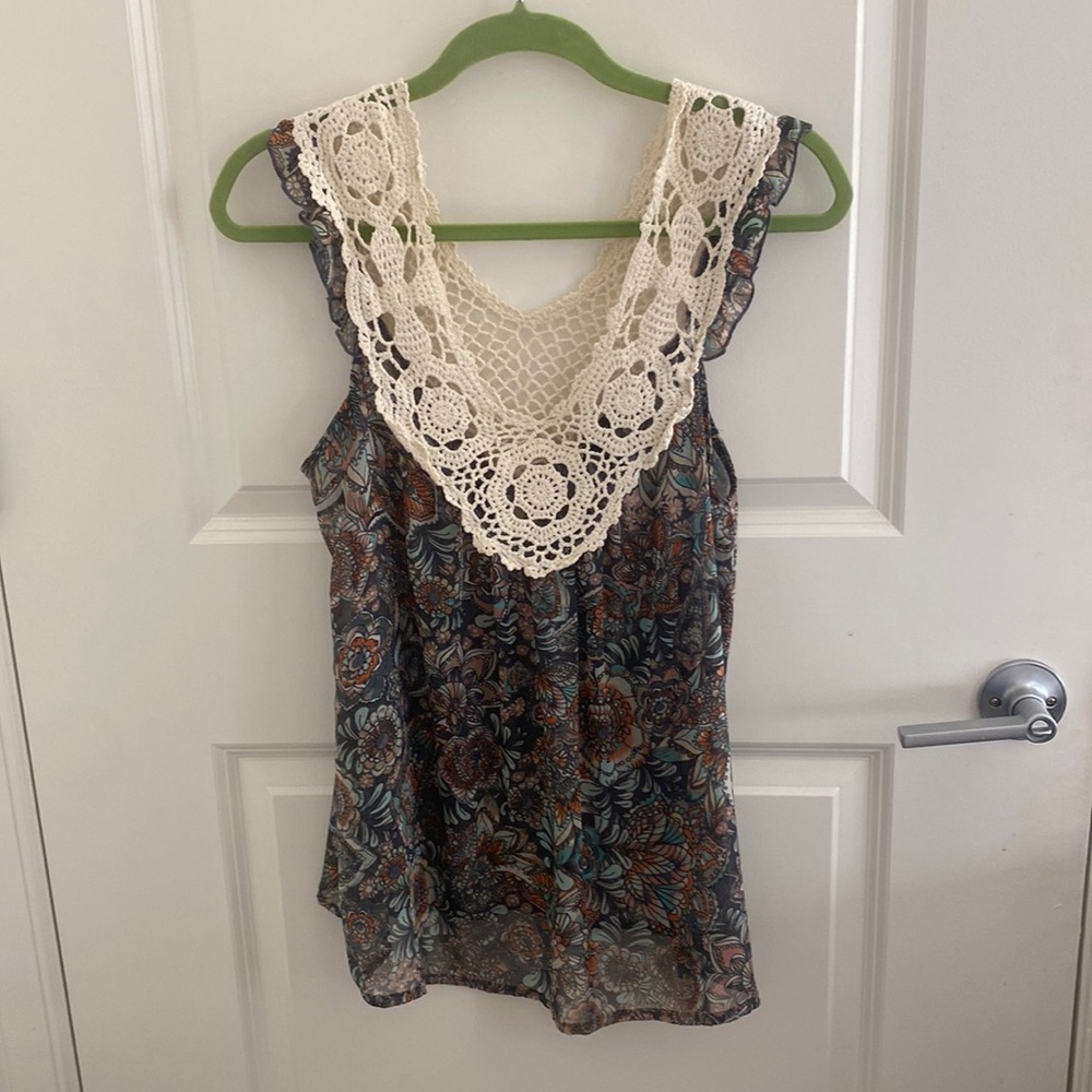 Blouse with crochet straps, Lily White, small